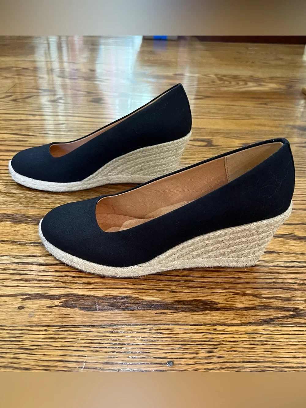 J. Crew Women’s Seville Canvas Espadrille Wedges in Black Sz 8.5 Like Nee